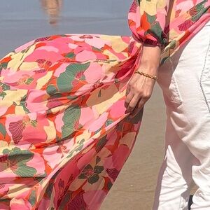 Floral Pink and Green Women's Robe